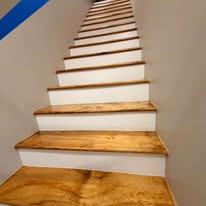 Hardwood stair tread refinish