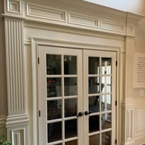 French doors with custom millwork